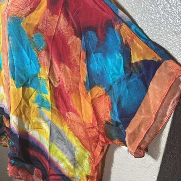 Cocoon house silk long felicity tunic 667 one size colorful artsy abstract - Picture 2 of 5